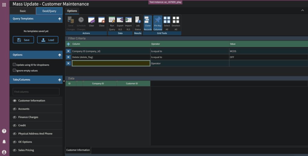 Mass Update Screen in Epicor Prophet 21